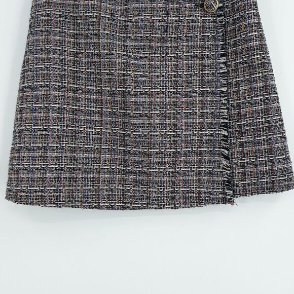 Sugarlips Schoolgirl Mini Wrap Frayed Rainbow Windowpane Plaid Skirt Sz L - Picture 5 of 14